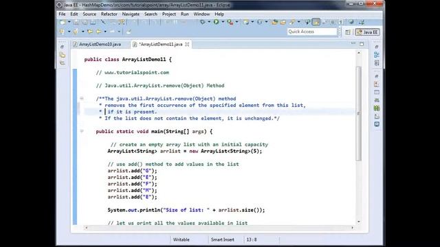 Java.util.ArrayList.removeObject Method - Java.util.ArrayList.removeRange Method смотреть онлайн
