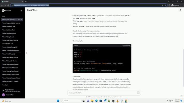 python create list of strings from range смотреть онлайн