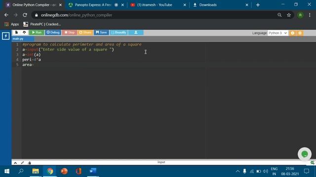 PYTHON PROGRAM TO CALCULATE AREA AND PERIMETER OF A SQUARE смотреть онлайн