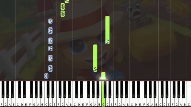 Talking Tom Gold Run Ginger Farm Theme Song EASY Piano Tutorial смотреть онлайн