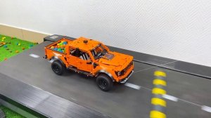 Ford Raptor Truck with M&M's VS Ramps on Treadmill - Lego Technic