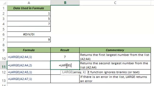 LARGE Formula in Excel смотреть онлайн