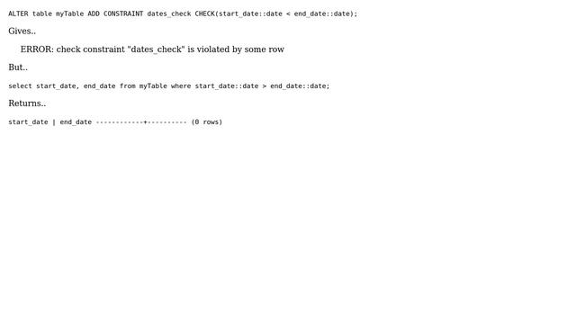 Databases: ERROR: check constraint "dates_check" is violated by some row смотреть онлайн