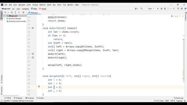 Java Merge sort смотреть онлайн