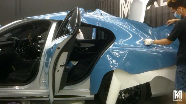 Time Lapse for Mercedes Benz W205 Full Body Vinyl Wrap - Glossy Crystal Piano China Blue смотреть онлайн