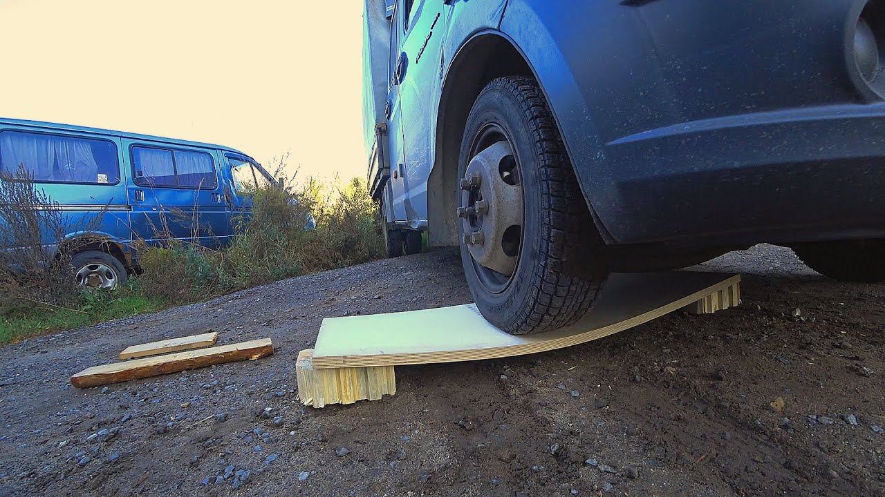 Наезд авто на смотровую яму в гараже, тест доски и листа фанеры. смотреть онлайн