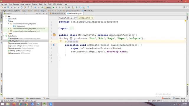 Creating Spinner using ArrayAdapter in Android смотреть онлайн