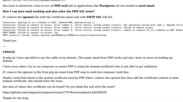 PHP (7.1) issue with mail , openssl , certificate смотреть онлайн
