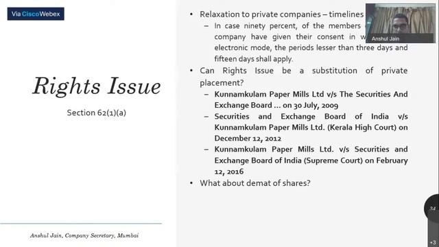 MASTER CLASS DAY 11 on Issue of Securities (By CS Anshul Jain, General Manager, Reliance Retail Ltd смотреть онлайн