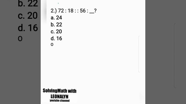NUMBER ANALOGY: 83 : 25 : : 92 : _? | 72 : 18 : : 56 : _? | 12 : 72 : : 8 : _? смотреть онлайн