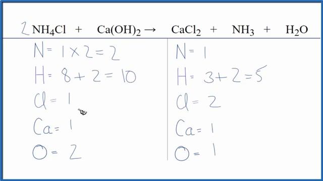 How to Balance NH4Cl + Ca(OH)2 = CaCl2 + NH3 + H2O смотреть онлайн