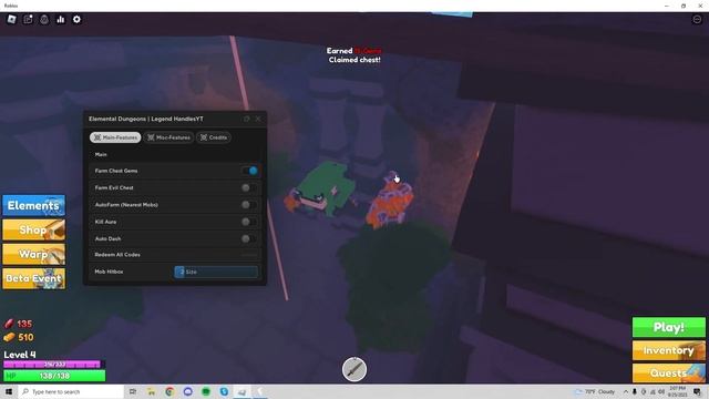 [NEW] Elemental Dungeons Script GUI / Hack (INFINITE GEMS, AUTOFARM, AND MORE) *PASTEBIN* смотреть онлайн