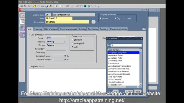 Find Attributes... in Oracle Apps, Inventory, Oracle Apps - RB смотреть онлайн