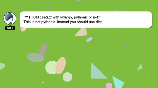 PYTHON : setattr with kwargs, pythonic or not? смотреть онлайн