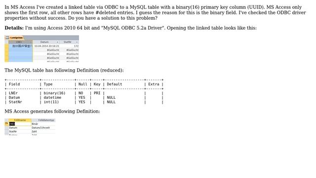 Databases: How to link a MySQL Table with a binary key into Access? смотреть онлайн