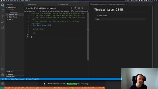 Prototype for creating GitLab issues from within the VS Code Extension смотреть онлайн