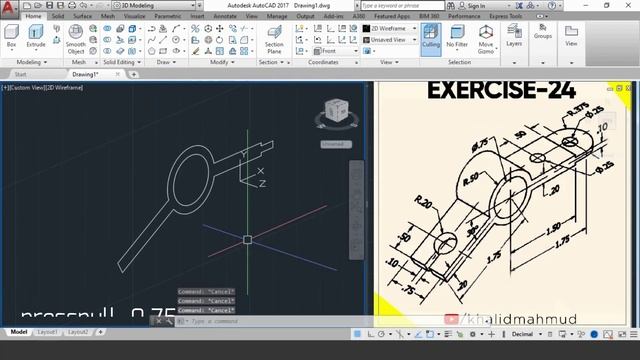 AutoCAD 3D Practice Exercise 24 | Mechanical Exercise 24 | Autocad 3D Example Tutorial 24 смотреть онлайн