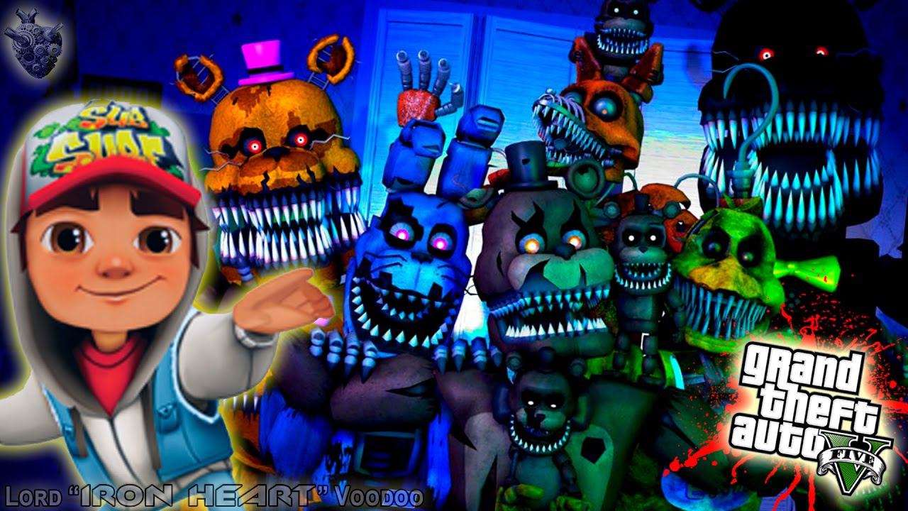 ГТА 5 МОДЫ! ДЖЕЙК SUBWAY SURFERS В ГОСТЯХ У АНИМАТРОНИКОВ FNAF! ОБЗОР МОДОВ GTA V! GTA 5 MODS #169 смотреть онлайн