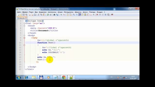 4.2-dars. PHPda global va lokal o'zgaruvchilar смотреть онлайн