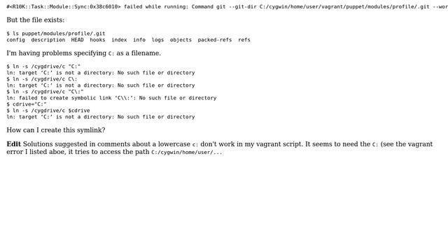 Unix & Linux: Creating a symlink with a colon in the name on cygwin bash смотреть онлайн