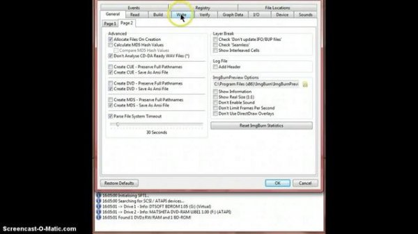 Настройки программы ImgBurn