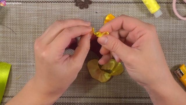 Заколки Анютины глазки - цветы из лент канзаши DIY Фиалки смотреть онлайн