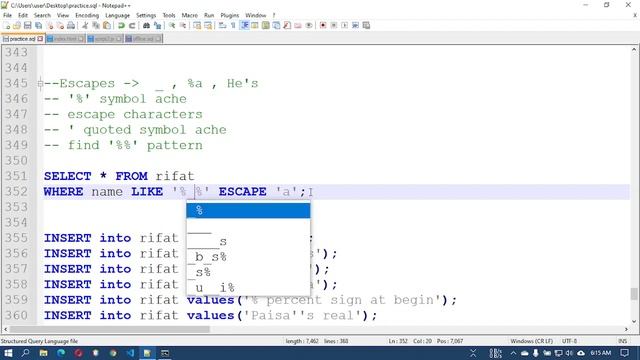 09. ESCAPE characters in SQL Bangla Tutorial смотреть онлайн