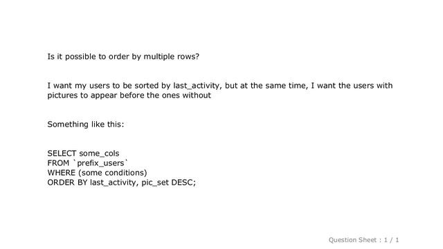 MySQL : MySQL query order by multiple items смотреть онлайн