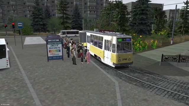 Trainz 12. Трамвайное. Усть-Оленьск. Маршрут 4: Промзона УО - Автовокзал (туда-обратно). смотреть онлайн