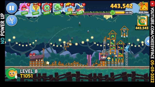 CheesyFace Level 8 NO Power UP Angry Birds Friends Tournament 1051 Walkthrough 05 03 2022 смотреть онлайн