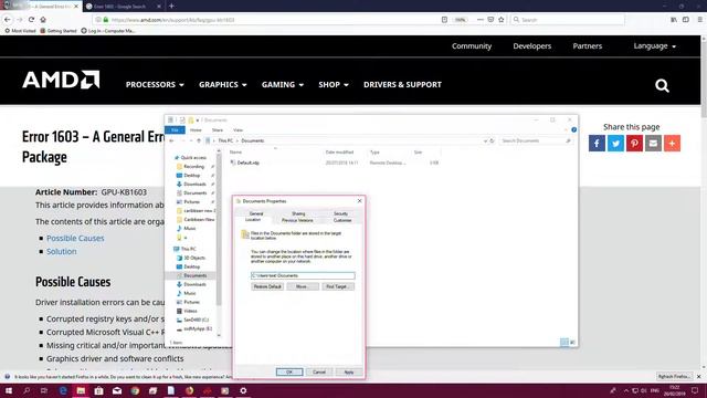 AMD Radeon Graphics Card Driver Installation Error 1603