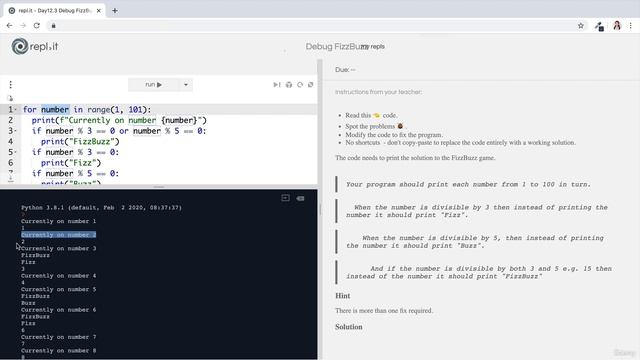 Day 13 - 132-Interactive Coding Exercise Debugging FizzBuzz смотреть онлайн