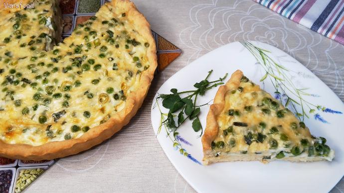 Сырный пирог с зеленым горошком. Нежное и очень вкусное тесто подойдет для любого пирога. смотреть онлайн