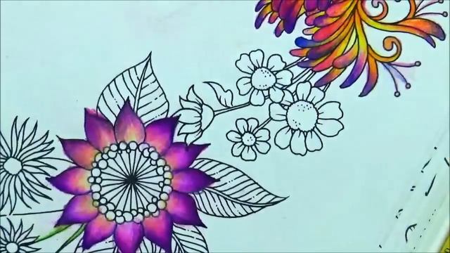 World Of Flowers Coloring Book Tutorial PART 4 Flower Wreath Bright Colors Prismacolor Lisa Brando смотреть онлайн