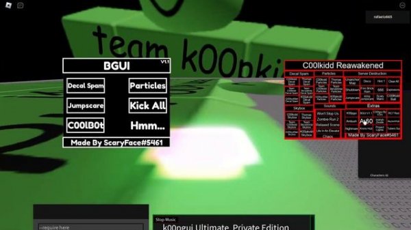 showcasing roblox require script (c00lkidd gui)