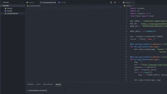 Деплой Python Telegram бота на Heroku! Бот больше не засыпает! смотреть онлайн