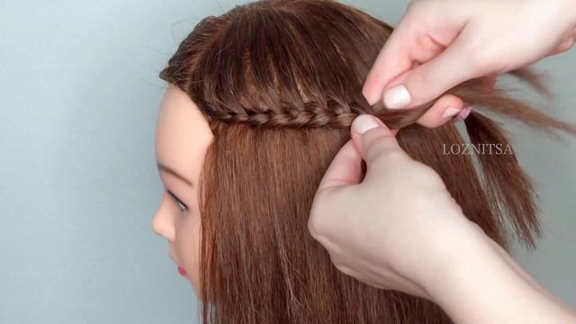 #Прически на короткие волосы с косами. Как убрать челку. Hairstyles for short hair. смотреть онлайн