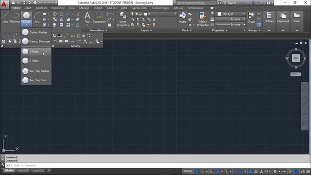 AutoCAD 2016 English - Lesson 3/149 - Panels Draw and Modify смотреть онлайн