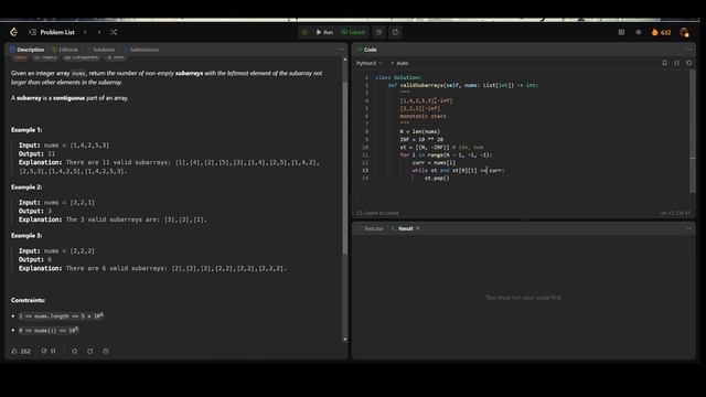 [Leetcode Weekly Sep 4/5] 1063. Number of Valid Subarrays (Python 中文解說) смотреть онлайн