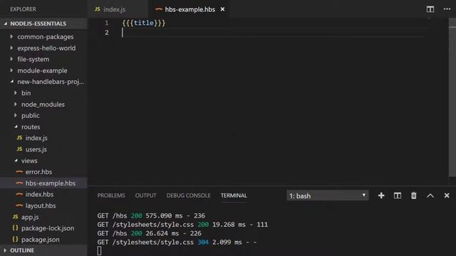 NodeJS Essentials 26: Handlebars Templating смотреть онлайн