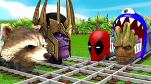 Супергерои. Дедпул, Танос и Груд - на железной дороге