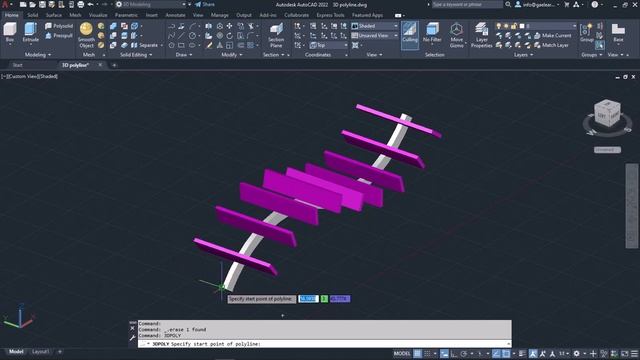 3D Polyline tool (AutoCAD 3D Tutorials) смотреть онлайн