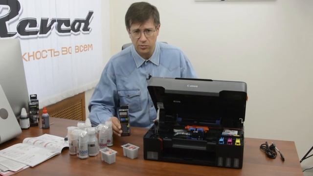 Распаковка и Заправка нового Canon PIXMA G3420 совместимыми чернилами Revcol смотреть онлайн