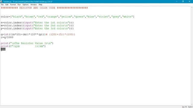 Resistor & Color code value find in Python || Explain in Tamil || Part 1 || смотреть онлайн