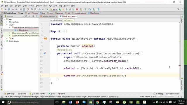 Android Bangla Tutorial 2.30 : switch in android studio example смотреть онлайн