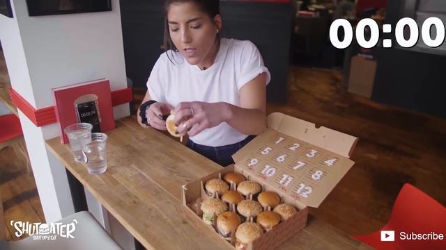 Girl eats 12 BURGERS in 2 MINUTES!? | London burger challenge | Bitmeburgerco смотреть онлайн
