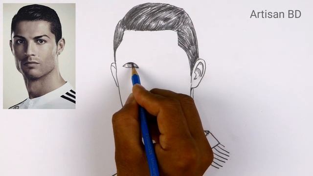 Pencil Sketch of Cristiano Ronaldo Face Easy Drawing, #cr7 смотреть онлайн