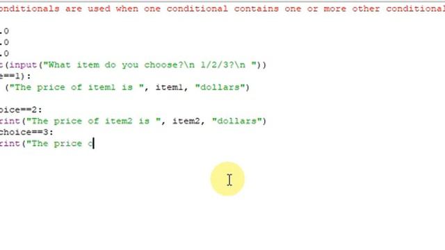 python program to demonstrate Nested conditional смотреть онлайн