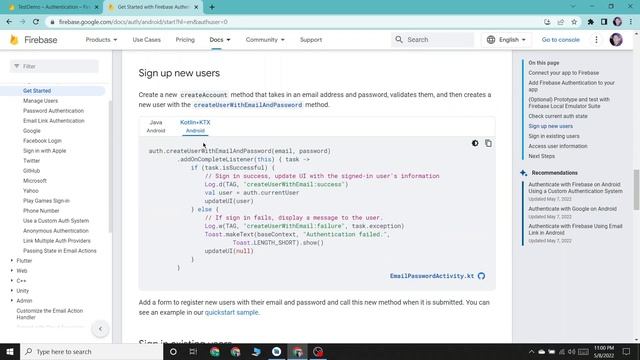 #2. Firebase Authentication with Email Password in Android Studio using Kotlin | Firebase Sign Up смотреть онлайн