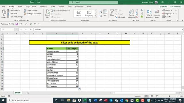 Excel: filter cells by text length смотреть онлайн